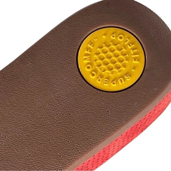 Fitflop Supercomff Women's Coral Red Leather Sandals size 7 - Picture 4 of 11